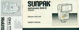 Item #19-6061 Sunpak instruction manuals for Autozoom 344 D and Auto 144D. Tacad Co, Tokyo