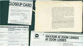 Item #19-6063 Minolta Instruction manuals for Maxxum AF Zoom lenses, Minolta XK, Minolta close-up...