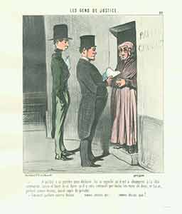 Item #19-6361 “Et parlant a sa portiere ainsi declaree...(...and, in addressing the defendant’s alleged Concierge...)” from Les Gens de Justice (Lawyers and Judges) Series, 1845-1848. Plate No. 10. Honoré Daumier.