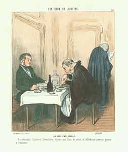 Item #19-6374 “Au Cafe D’Aguesseau (At the Cafe D’Aguesseau)” from Les Gens de Justice (Lawyers and Judges) Series, 1845-1848. Plate No. 23. Honoré Daumier.