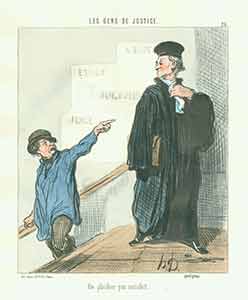 Item #19-6377 “Un plaideur peu satisfait (A dissatisfied plaintiff)” from Les Gens de Justice (Lawyers and Judges) Series, 1845-1848. Plate No. 26. Honoré Daumier.
