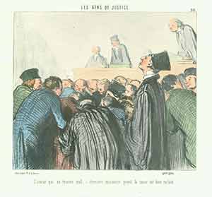 Item #19-6381 “L’avocat qui se trouve mal...(The lawyer who does not feel well...)” from Les Gens de Justice (Lawyers and Judges) Series, 1845-1848. Plate No. 30. Honoré Daumier.