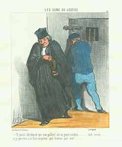 Item #19-6386 “Il parait decidement que mon gaillard est un grand scelerat...(It seems my customer is a real villain...)” from Les Gens de Justice (Lawyers and Judges) Series, 1845-1848. Plate No. 37. Honoré Daumier.