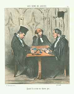 Item #19-6387 “Quand le crime ne donne pas (When crime doesn’t pay)” from Les Gens de Justice (Lawyers and Judges) Series, 1845-1848. Plate No. 38. Honoré Daumier.