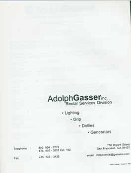 Item #19-6492 Lighting and Grip Rental Department Interim Catalog. Adolph Gasser Photography, San...