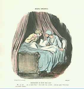 Item #19-6571 “Inconvenient de Rever Tout Haut (The risks of talking in your sleep)” from Moeurs Conjugales (Mores of Married Life) Series, 1839-1842. Plate No. 44. Honoré Daumier.