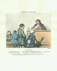 Item #19-6586 “Un Service d’Ami (A Friendly Service)” from the Professeurs et Moutards (Teachers and Students) Series, 1845-1846. Plate No. 1. Honoré Daumier.
