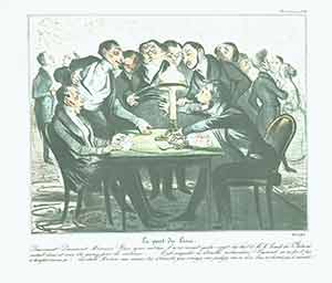 Item #19-6785 “La Part du Lion...[Robert Macaire gagne aux cartes] (The Lion’s share...[Robert Macaire wins at cards])” from Caricaturana: Robert Macaire Series, 1836-1838. Plate No. 22. Honoré Daumier.