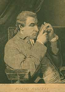 Item #19-6884 Reproduction of black and white stipple engraving by James Hardy after Sir Joshua Reynold’s portrait “Joseph Baretti.”. Sir Joshua Reynolds, J. Hardy, after, engrav.