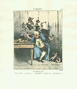 Item #19-6979 “Le mal de tete (The headache)...” from the series l’Imagination, plate no. 46. Honoré Daumier, Charles litho Ramelet, after.