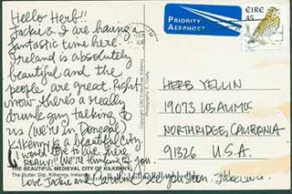 Item #19-7004 Autographed postcard with handwritten note addressed to Herb Yellin of the Lord...