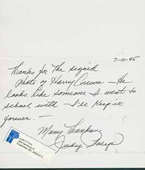 Item #19-7039 Thank You card addressed to Herb Yellin of the Lord John Press, from Judy Polys....