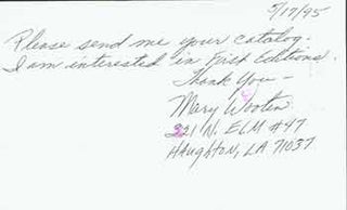 Item #19-7040 Postcard addressed to Lord John Press, from Mary Jo Wooten. Mary Jo Wooten, Herbert...