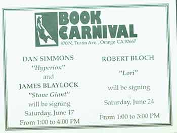 Item #19-7102 Postcard listing book signings during the event. Book Carnival.