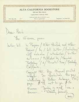 Item #19-7222 Handwritten and autographed manuscript on letterhead addressed to Herb Yellin of...