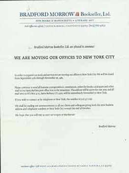 Item #19-7226 Typed manuscript on letterhead announcing the move of their offices to New York...