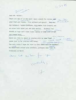 Item #19-7248 Signed hand-corrected manuscript of letter from Herb Yellin to Billy Wilder. Herb...