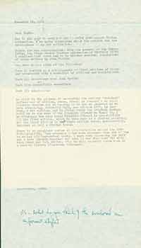 Item #19-7250 Signed letter to Herb Yellin from aspiring writer David Streeter, with single page...
