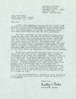 Item #19-7256 Signed letter to Herb Yellin from aspiring writer Bradley E. Parker. Herb Yellin