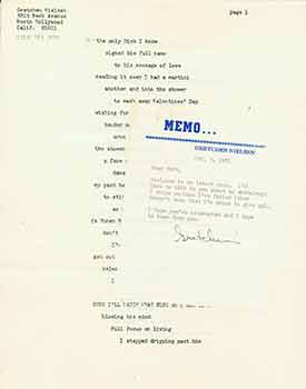 Item #19-7257 Signed note to Herb Yellin from aspiring poet/writer Gretchen Nielsen. Herb Yellin