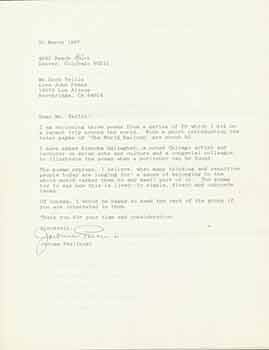 Item #19-7260 Signed letter to Herb Yellin from aspiring poet/writer Jerome Perlinski, with...
