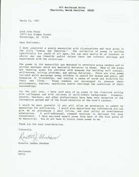 Item #19-7261 Signed letter to Herb Yellin from aspiring poet/writer Rosetta Jaudon Abraham, with...