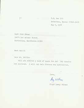Item #19-7262 Signed letter to Herb Yellin from aspiring poet/writer Floyd Leroy Wilson, with...