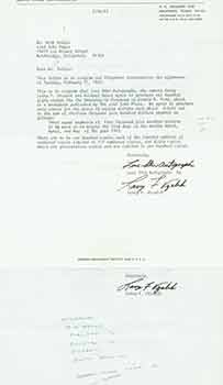 Item #19-7271 Signed letter to Herb Yellin from Larry R. Vazalik of Lone Star Autographs. Herb...