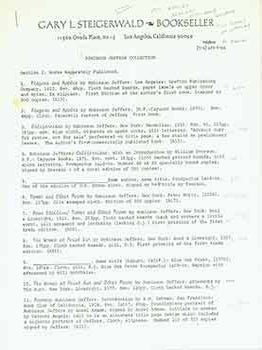 Item #19-7409 Bookseller’s catalog of Robinson Jeffers Collection. Bookseller Gary L. Steigerwald