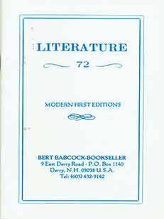 Item #19-7410 Literature 72. Bookseller’s catalog of Modern First Editions. Bookseller Bert...