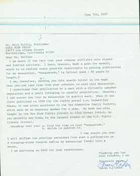 Item #19-7413 Signed letter from aspiring writer Aaron E. Cohen sent to Herb Yellin of the Lord...
