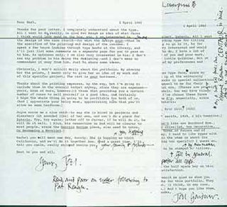 Item #19-7416 2 page signed letter from Joel Gardner with manuscript correction sent to Herb...