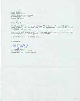 Item #19-7447 Autographed letter from writer C. Tully Steel to Herb Yellin of the Lord John...