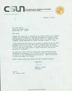 Item #19-7461 Signed letter from James W. Cleary, President of Callifornia State University,...
