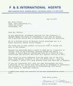 Item #19-7531 2 TLS from international agent Marion Futterman to Herb Yellin of Lord John Press,...