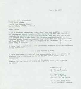 Item #19-7550 TLS from J. Tom Graham to Herb Yellin of Lord John Press, 11/3/1989. J. Tom Graham