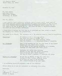 Item #19-7557 TLS from Eleanor F. Hensel to Herb Yellin of Lord John Press, 11/12/1979. Eleanor...