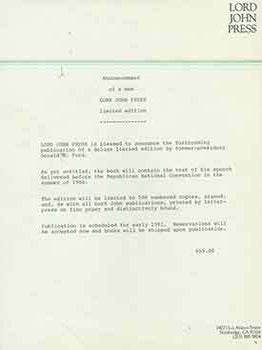 Item #19-7564 Announcement for a new limited edition by President Gerald R. Ford. (This is the...