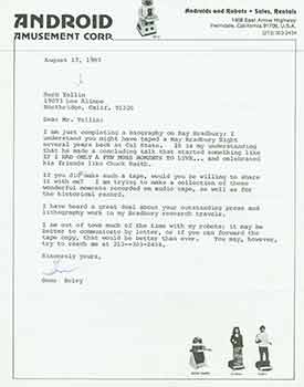 Item #19-7569 Signed letter from Gene Beley to Herb Yelling of the Lord John Press. Android...
