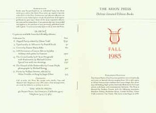 Item #19-7600 Announcement and publishing program for Fall 1985. The Arion Press