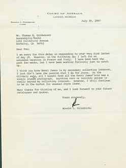 Item #19-7643 Signed letter from Ronald L. Dzierbicki to Thomas A. Goldwasser of Serendipity...