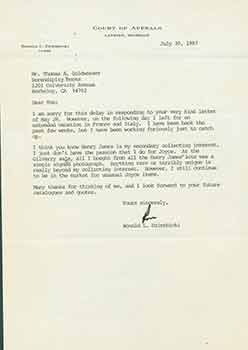 Item #19-7643 Signed letter from Ronald L. Dzierbicki to Thomas A. Goldwasser of Serendipity...