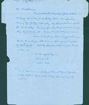 Item #19-7645 Signed letter to Thomas A. Goldwasser from William Baker. Serendipity Books/Thomas...