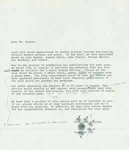 Item #19-7673 Draft of typed letter of solicitation from Herb Yellin of Lord John Press to Graham...