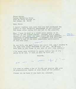 Item #19-7684 Draft of typed letter from Herb Yellin of Lord John Press to Steve Garvey. Herb Yellin