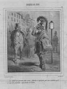 Item #19-7713 “Croquis Du Jour, no. 8: Le crieur ne pouvant plus crier, cherche a expliquer par...