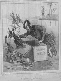 Item #19-7734 “Actualites, no. 40: Mr Fould cherchant a remplir la caisse.”. Cham, Aubert,...
