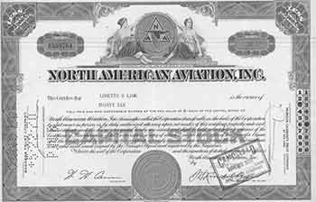 Item #19-7747 Certificate of 36 Full-paid and Non-assessable Shares of the Par Value of $1 Each. Inc North American Aviation.