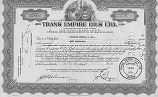 Item #19-7756 Certificate of 100 Non-assessable Shares of the Par Value of One Dollar and...