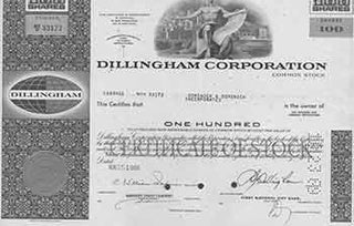 Item #19-7777 Certificate of 100 Fully-paid and Non-assessable Shares of Common Stock. Dillingham...